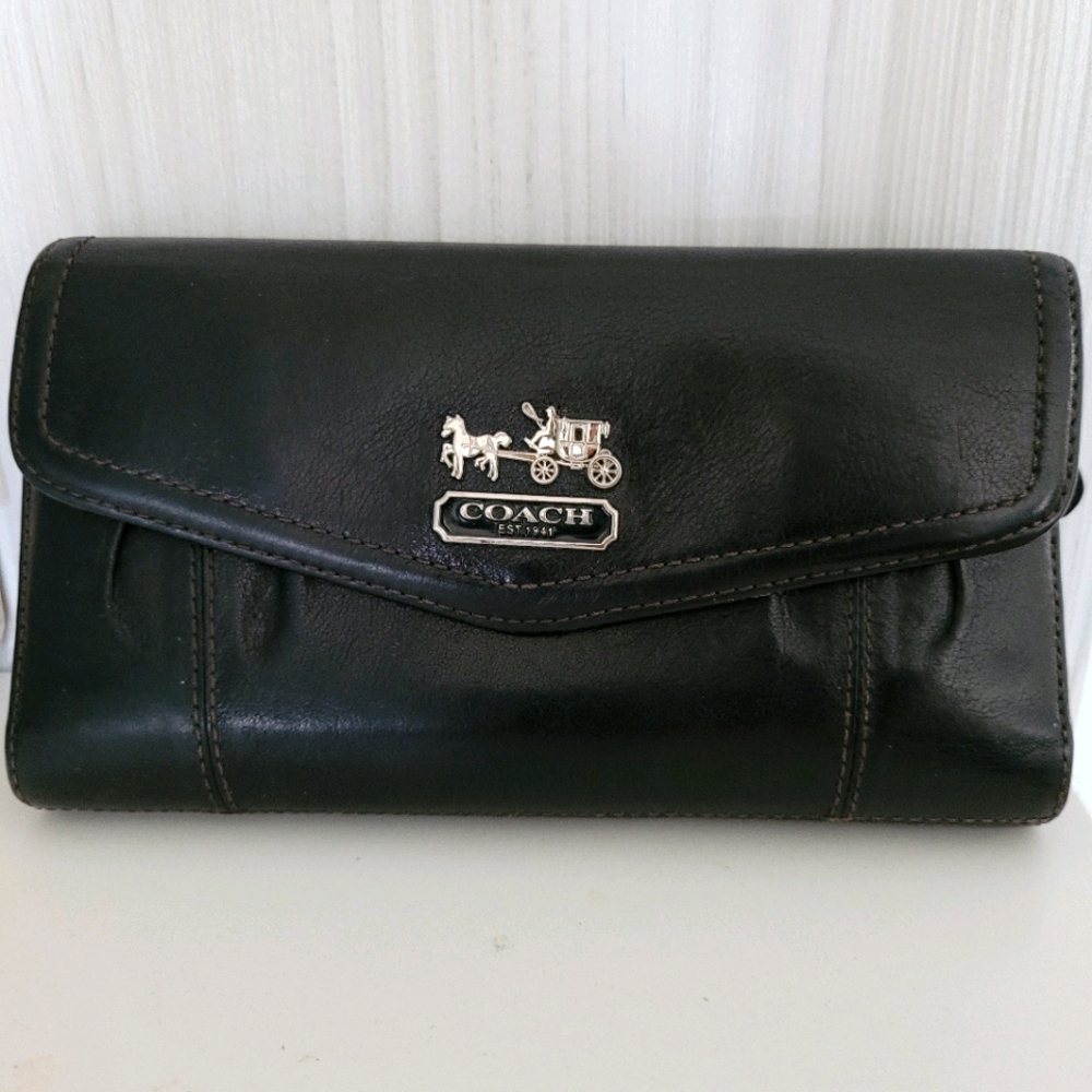 Black Coach Envelope Wallet w/ Purple Interior